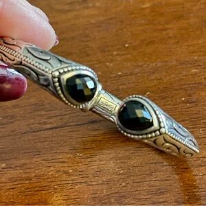 Scott Kay 925 etched silver and onyx henge cuff bracelet